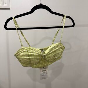 Bershka Green Checkered Bralette Top